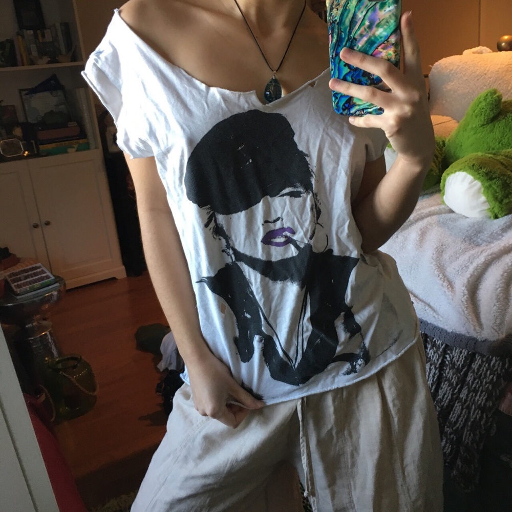 Madonna distressed tee.